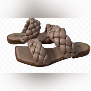 Steve Madden Taupe Slip On Spain Braided Flat Sandal